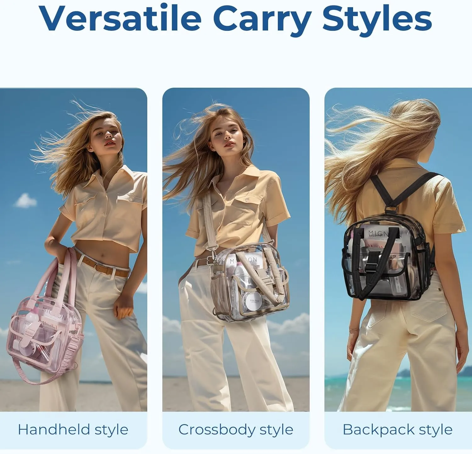 BAGSMART Clear Bag for Stadium Events 12 x 6 x12, Clear Crossbody Bag Tote Bag for Women for Travel, Festival
