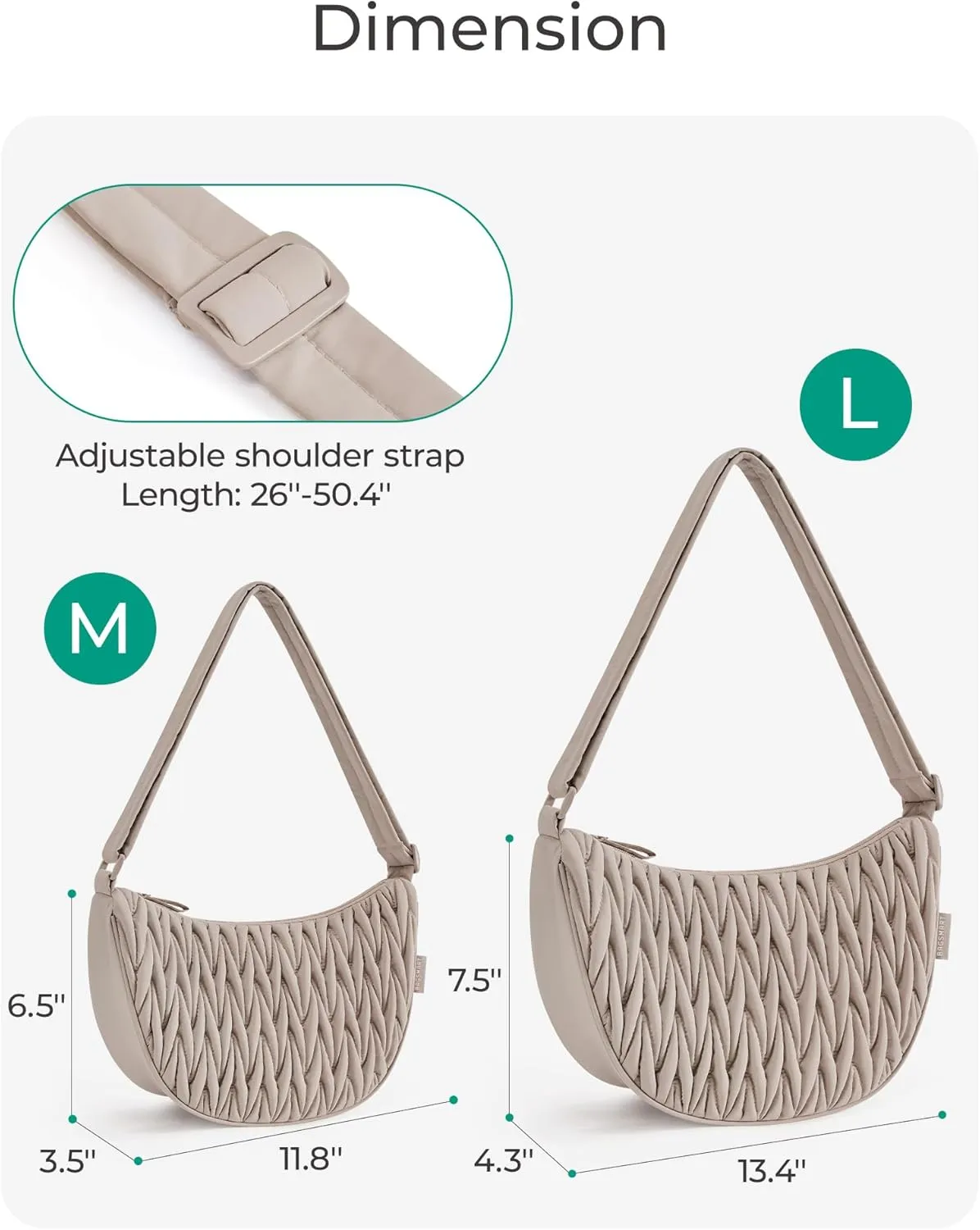 BAGSMART Nylon Crossbody Bags for Women, Quilted Crossbody Purses Crescent Shoulder Bag Hobo Handbags with Adjustable Strap
