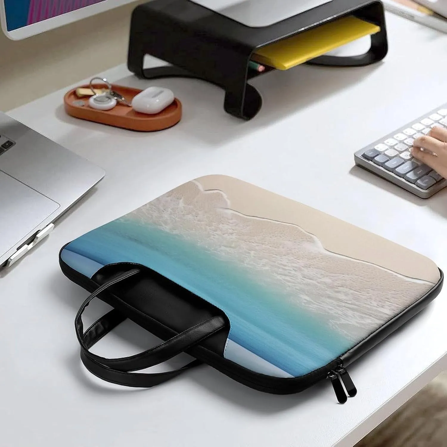 Beach Surfboard Laptop Bag for Women Handheld Leather Computer Bag Laptop Messenger Bag Briefcase
