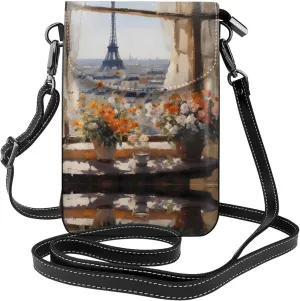 beautiful pylons in the distance Lightweight leather crossbody phone bag, women's shoulder bag cell phone wallet, travel bag with credit card slots,