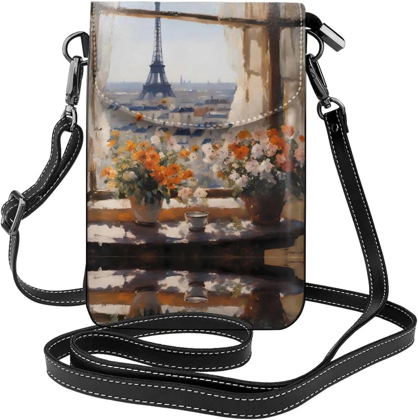 beautiful pylons in the distance Lightweight leather crossbody phone bag, women's shoulder bag cell phone wallet, travel bag with credit card slots,