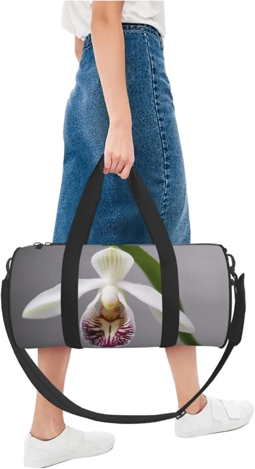 Bell orchid Printed Travel Bag,Round Personal Item Storage bag,Foldie Duffel Bag for Traveling Vacation,Fitness,Sports