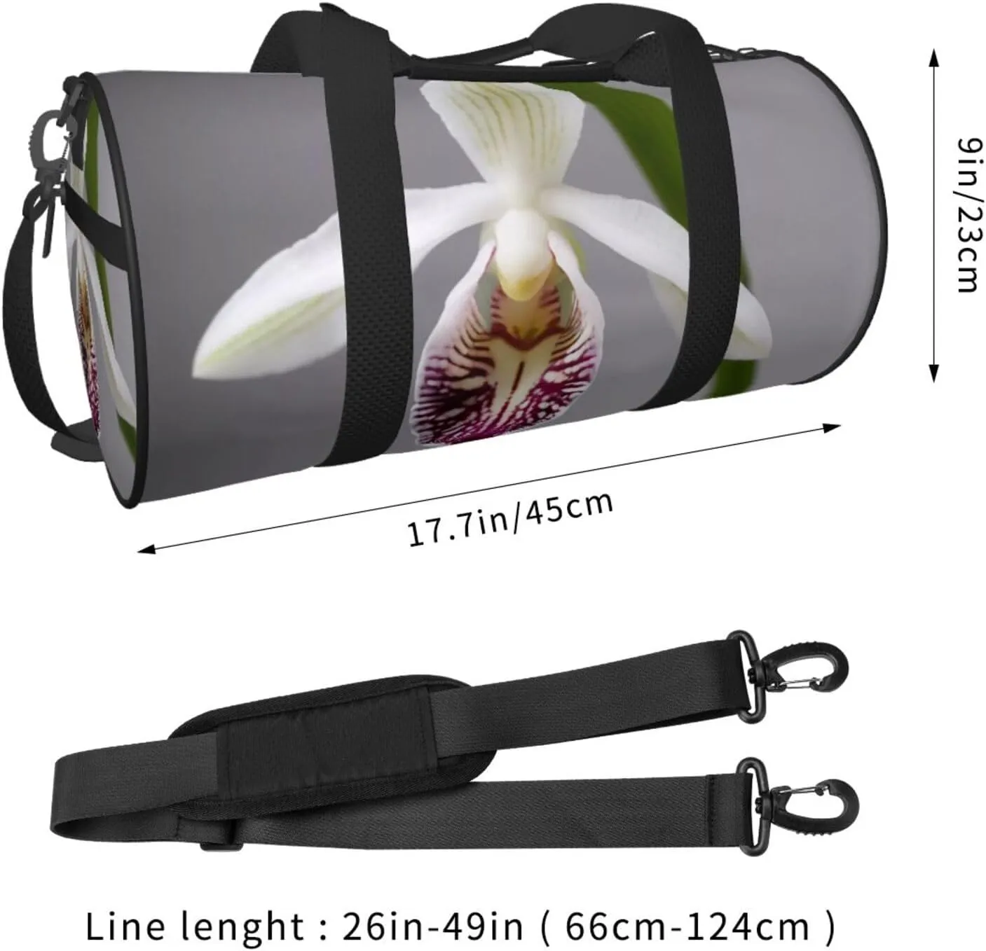 Bell orchid Printed Travel Bag,Round Personal Item Storage bag,Foldie Duffel Bag for Traveling Vacation,Fitness,Sports