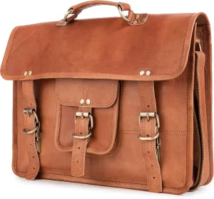 BERLINER BAGS Vintage Genuine Leather Messenger Bag Berlin M, Laptop Bag, Work Bag, Briefcase for Men and Women - Brown