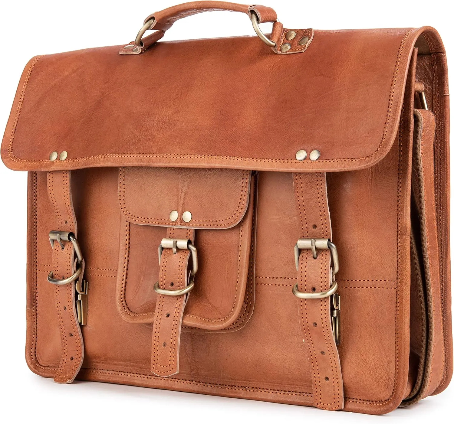 BERLINER BAGS Vintage Genuine Leather Messenger Bag Berlin M, Laptop Bag, Work Bag, Briefcase for Men and Women - Brown