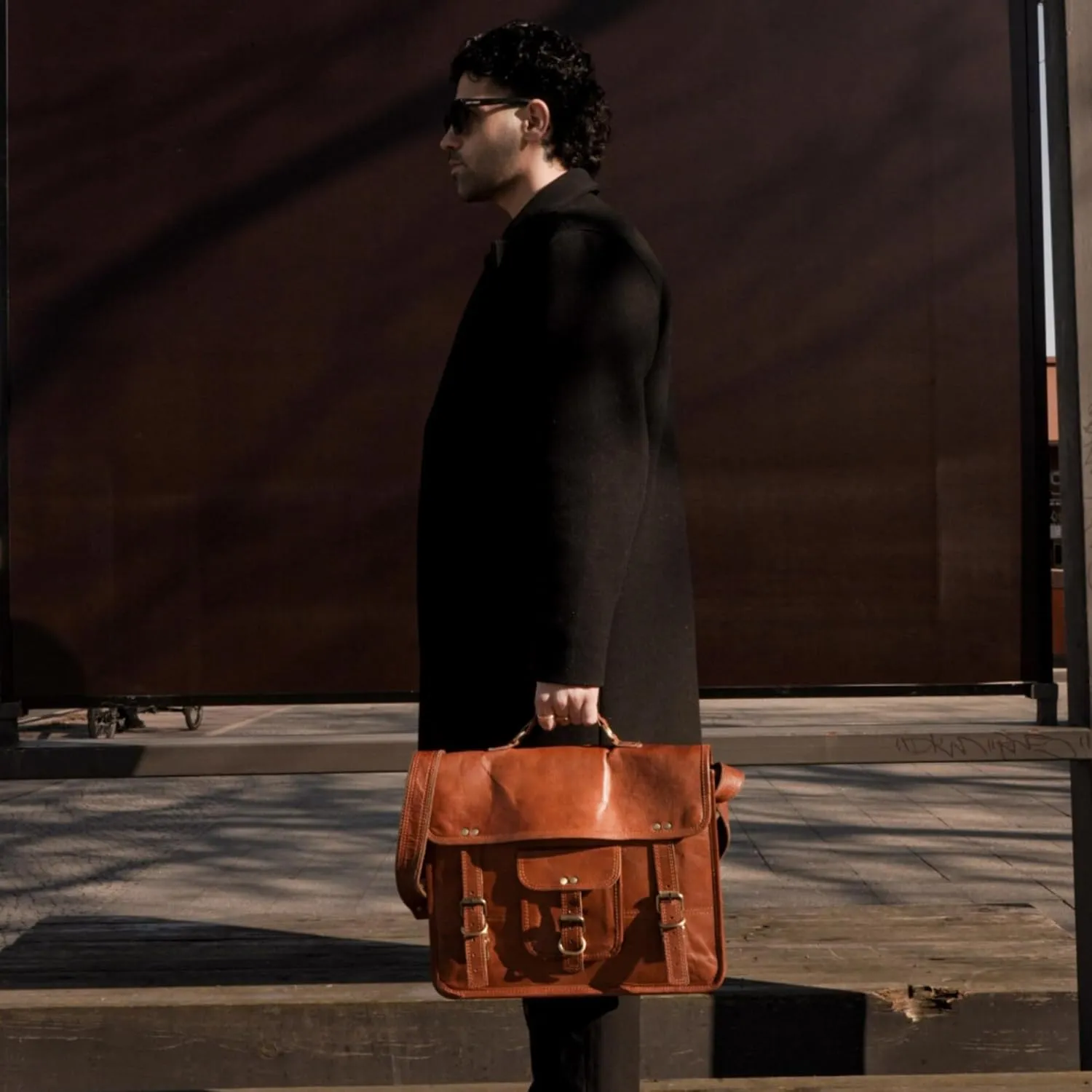 BERLINER BAGS Vintage Genuine Leather Messenger Bag Berlin M, Laptop Bag, Work Bag, Briefcase for Men and Women - Brown