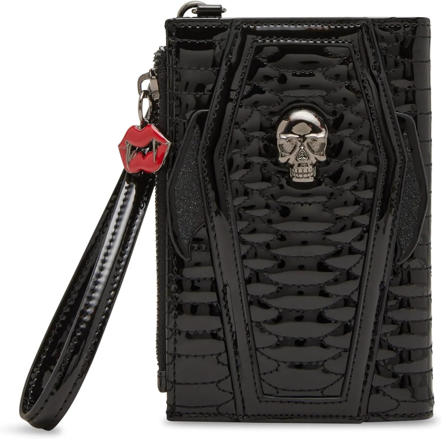 Betsey Johnson Bat to The Bone Bifold Wallet Wristlet, Black