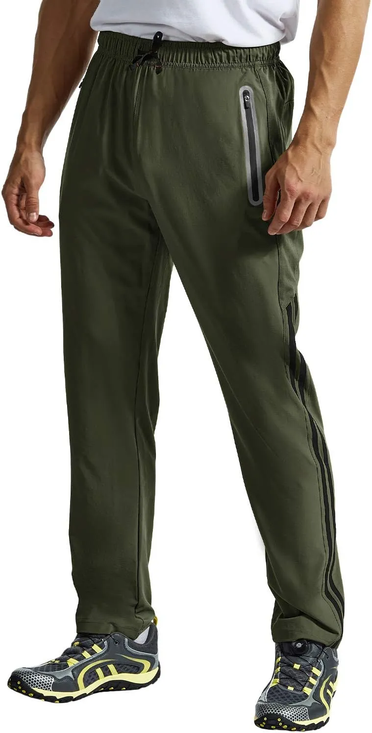 BGOWATU Men's Sweatpants Zipper Pockets Lightweight Exercise Pants Running Workout Sports