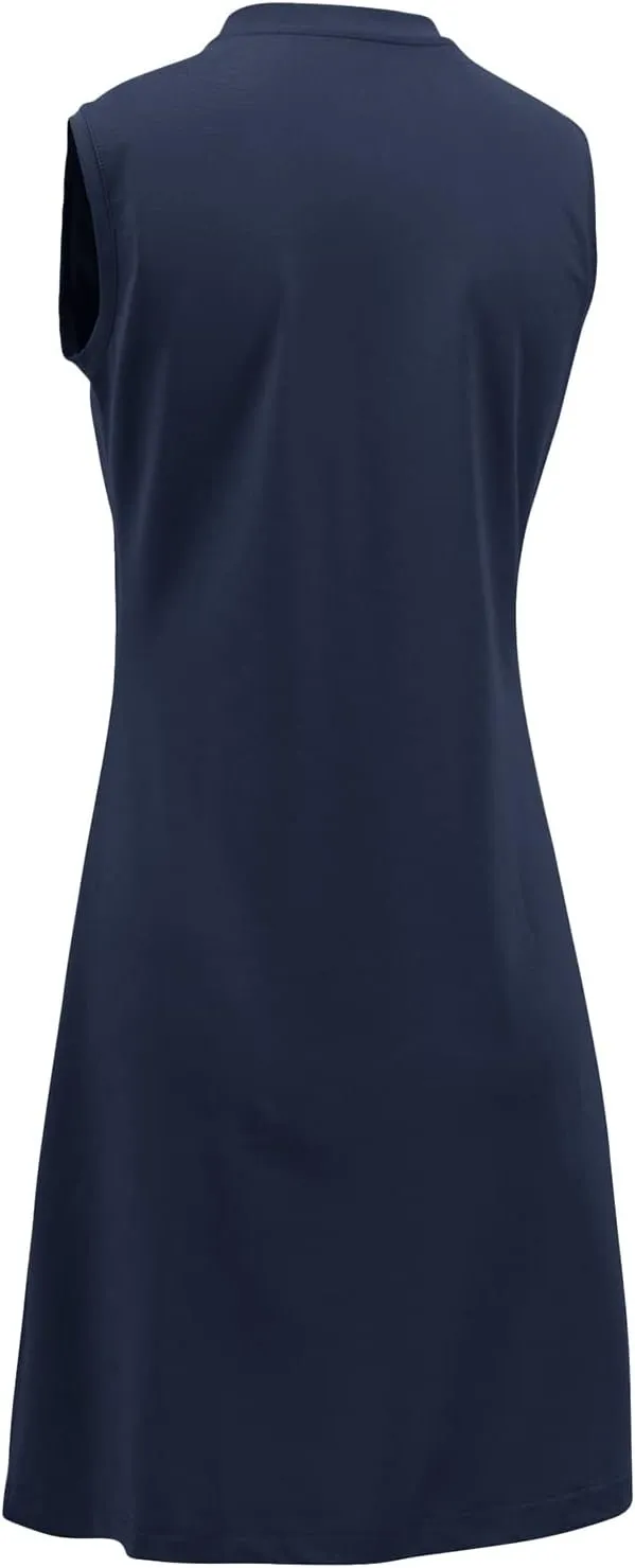BGOWATU Women's Tennis Dress Sleeveless Golf Polo Dress Lightweight Sports Activewear Dress Zip Up