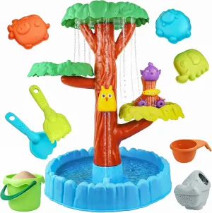 Big Tree Water Table for Toddlers - 4 Tiers Sand Watertable with 10  Accessories, Sensory Play Activity Splash Table Indoor Outdoor Backyard Summer Beach Toys for Boys Girls 1 2 3 4 5 6 7 8 year old