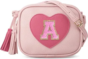 Birthday Gifts for 2 3 4 5 6 7 8 9 10 Year Old Girls, Little Girl Purse Toddler Kids Heart Purse Small Crossbody Bag with Tassel, Cute Personalized Initial Purse Gifts for Teens Daughter Sister(A)