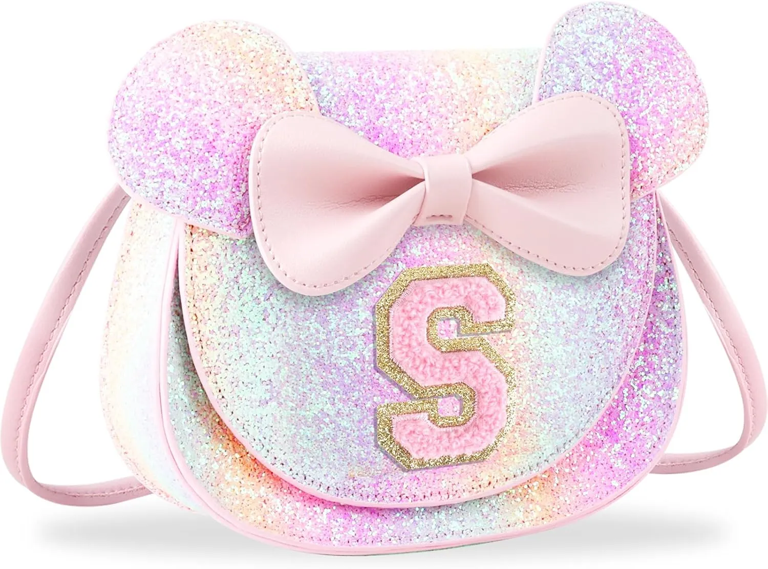 Birthday Gifts for 2 3 4 5 6 7 8 9 10 Year Old Girls, Toddler Kids Purse Little Girl Mouse Ear Bow Personalized Initial Purse
