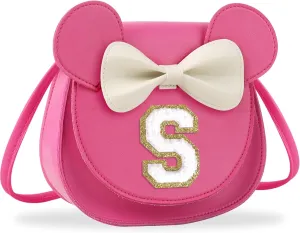 Birthday Gifts for 2 3 4 5 6 7 8 9 10 Year Old Girls, Toddler Kids Purse Little Girl Mouse Ear Bow Personalized Initial Purse