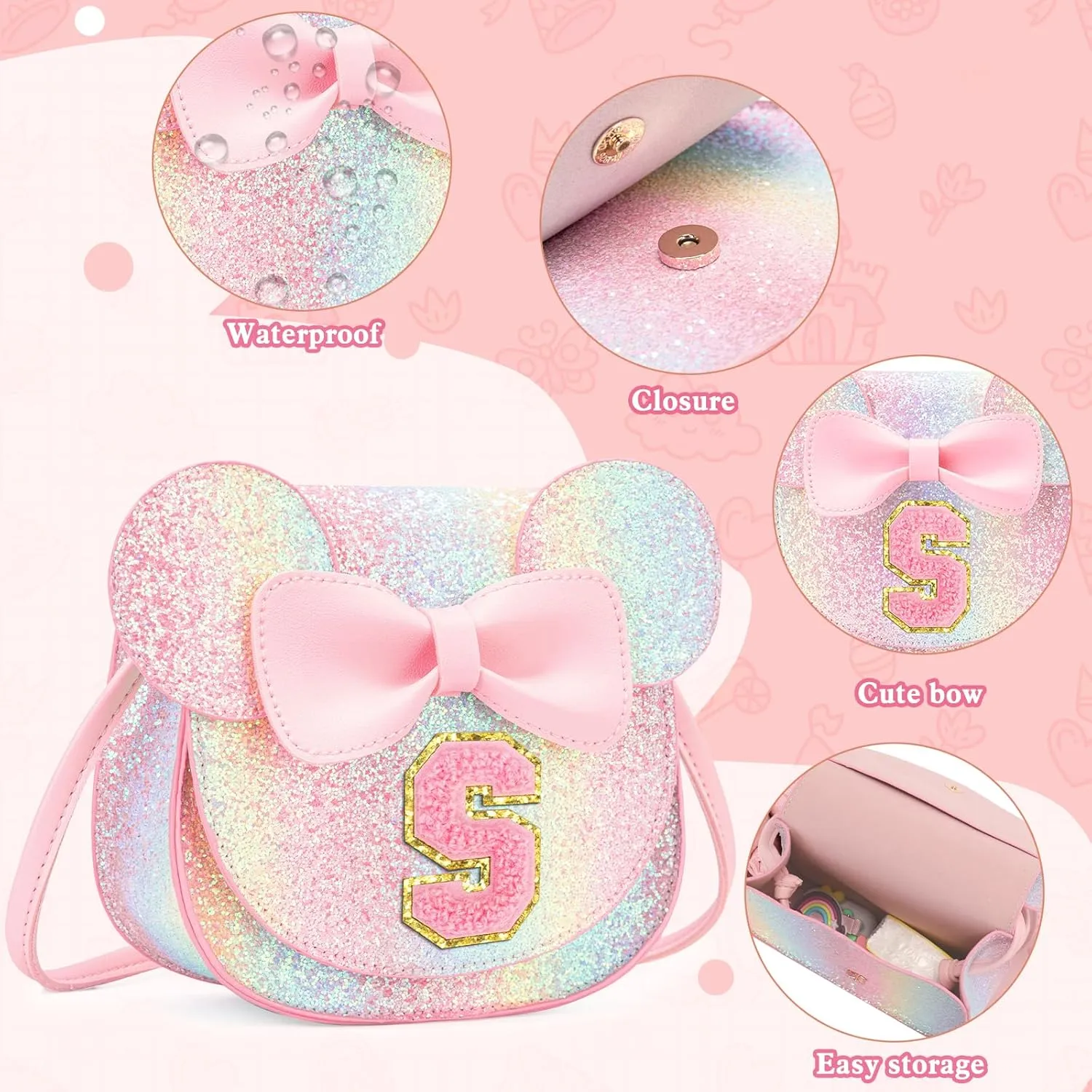 Birthday Gifts for 3 4 5 6 7 8 Year old Girl Initial Toddler Girls Purse Kids Purse for Girls Toddler Girl Gifts Stuff
