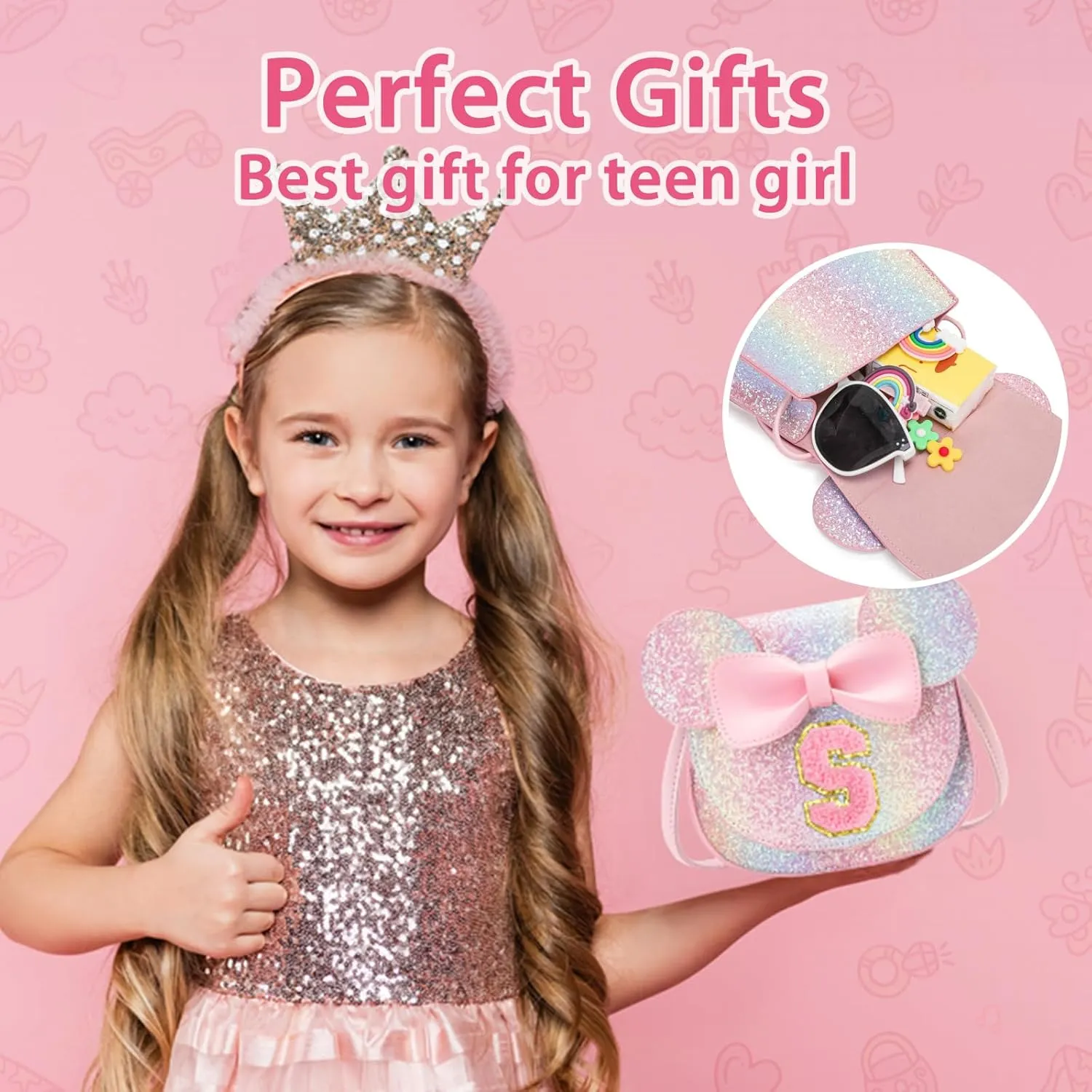 Birthday Gifts for 3 4 5 6 7 8 Year old Girl Initial Toddler Girls Purse Kids Purse for Girls Toddler Girl Gifts Stuff