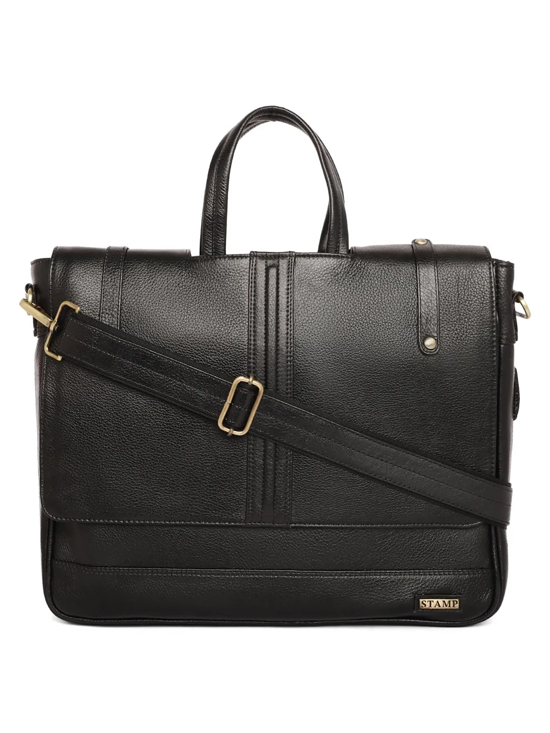 Black Leather Flap Laptop Bags ZP12126