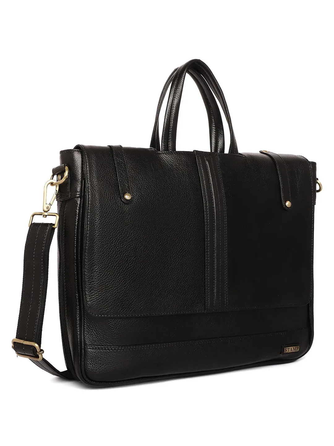 Black Leather Flap Laptop Bags ZP12126