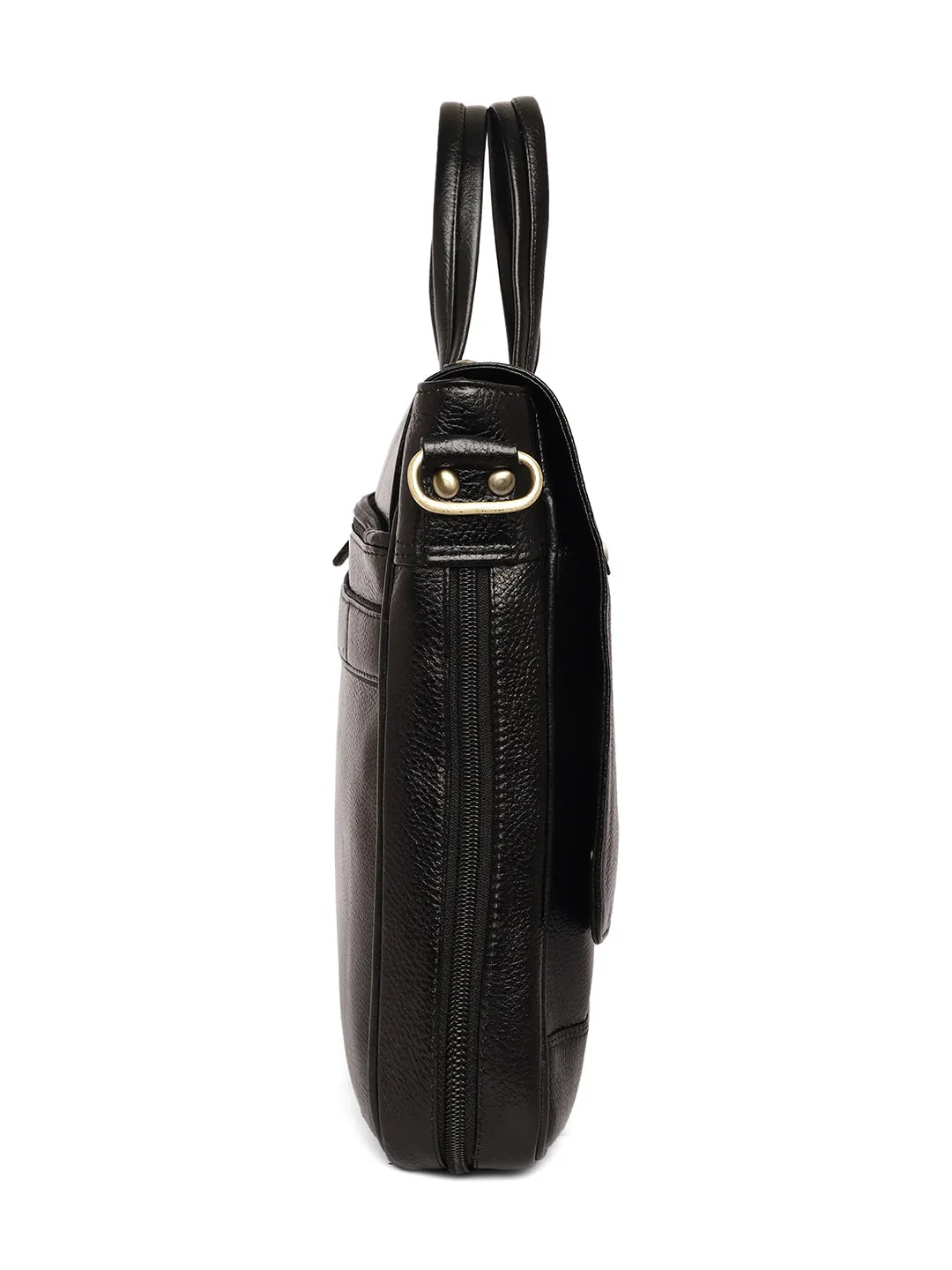 Black Leather Flap Laptop Bags ZP12126