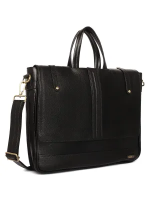 Black Leather Flap Laptop Bags ZP12126