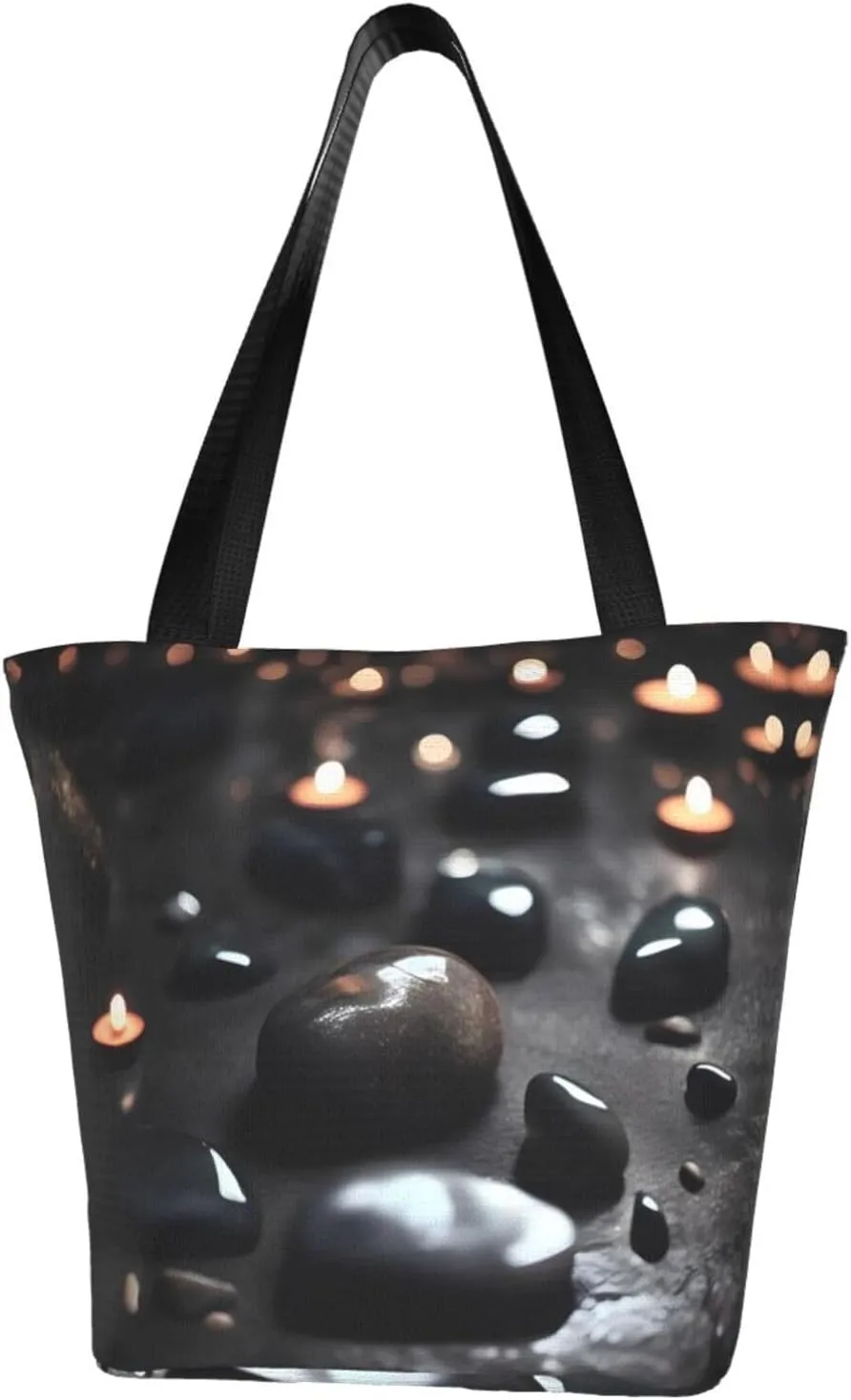 Black Mystery Heart Stone Women's shoulder handbag, crossbody shoulder bag, weekend travel shopping shoulder bag