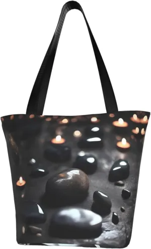 Black Mystery Heart Stone Women's shoulder handbag, crossbody shoulder bag, weekend travel shopping shoulder bag
