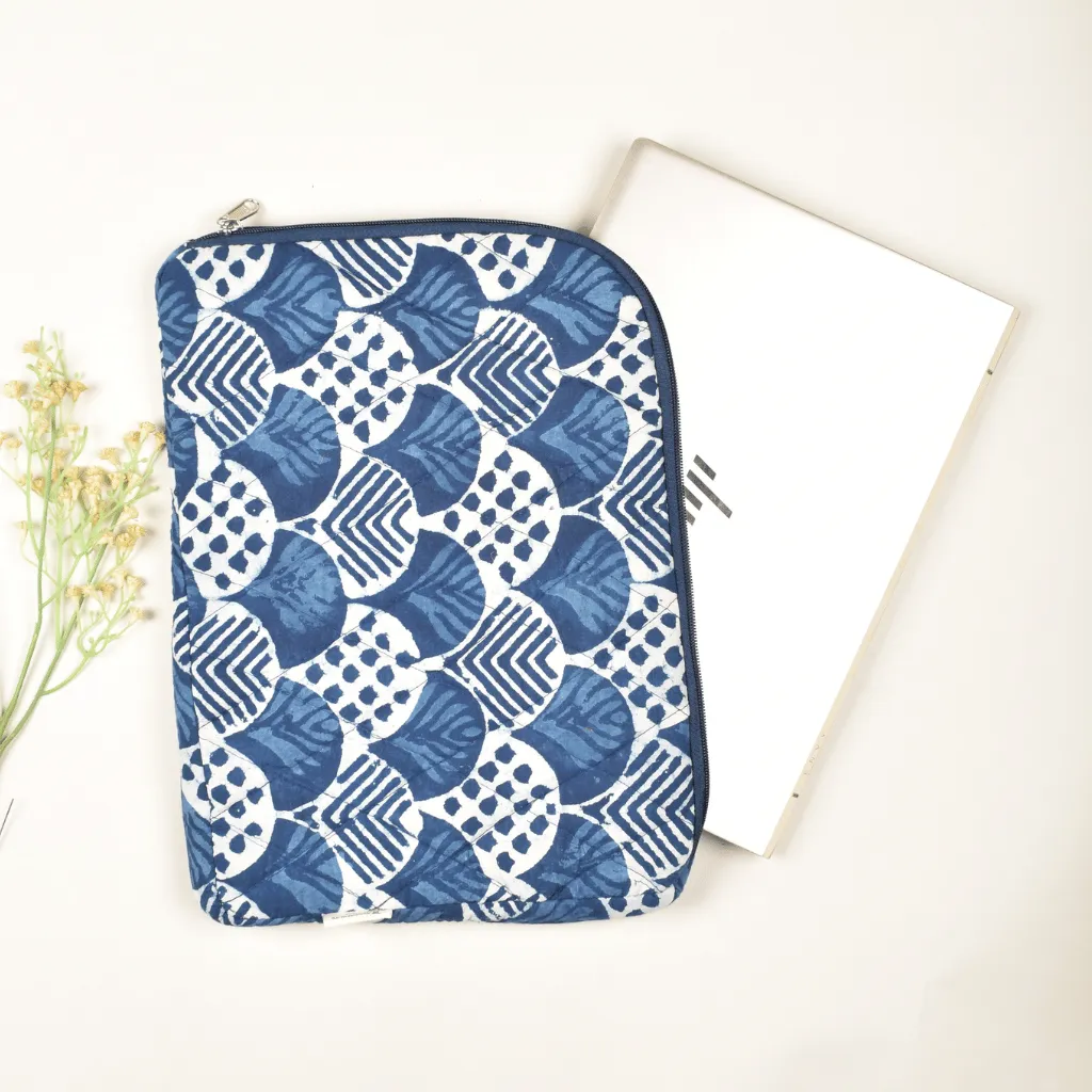 Blue easy slip quilted 13" laptop sleeve