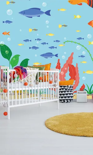 Blue School of Fish Mural M9907