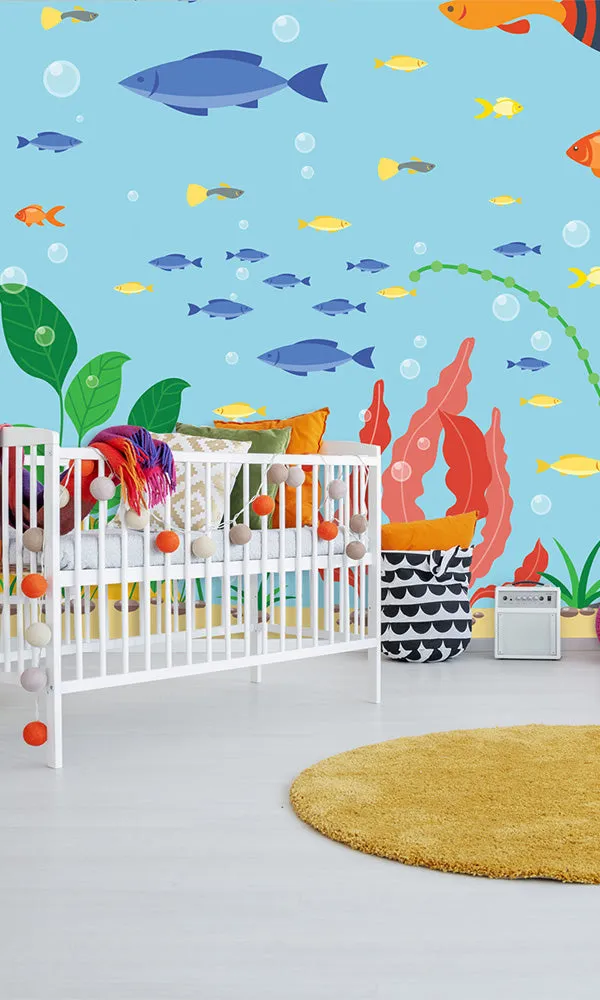 Blue School of Fish Mural M9907