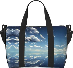 Blue sky and white clouds Crossbody handbag, travel casual handbag, suitable for work, travel, fitness, tourism, women's zipper storage bag,