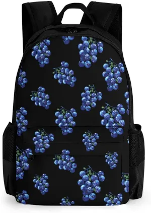 Blueberry Fruit Casual Backpack Lightweight Shoulders Bag Laptop Daypacks with Side Pocket for Workplace Travel
