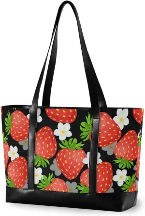 Blueberry Fruit Laptop Tote Bag for Women - Canvas Teacher Work Travel Bag with Zipper