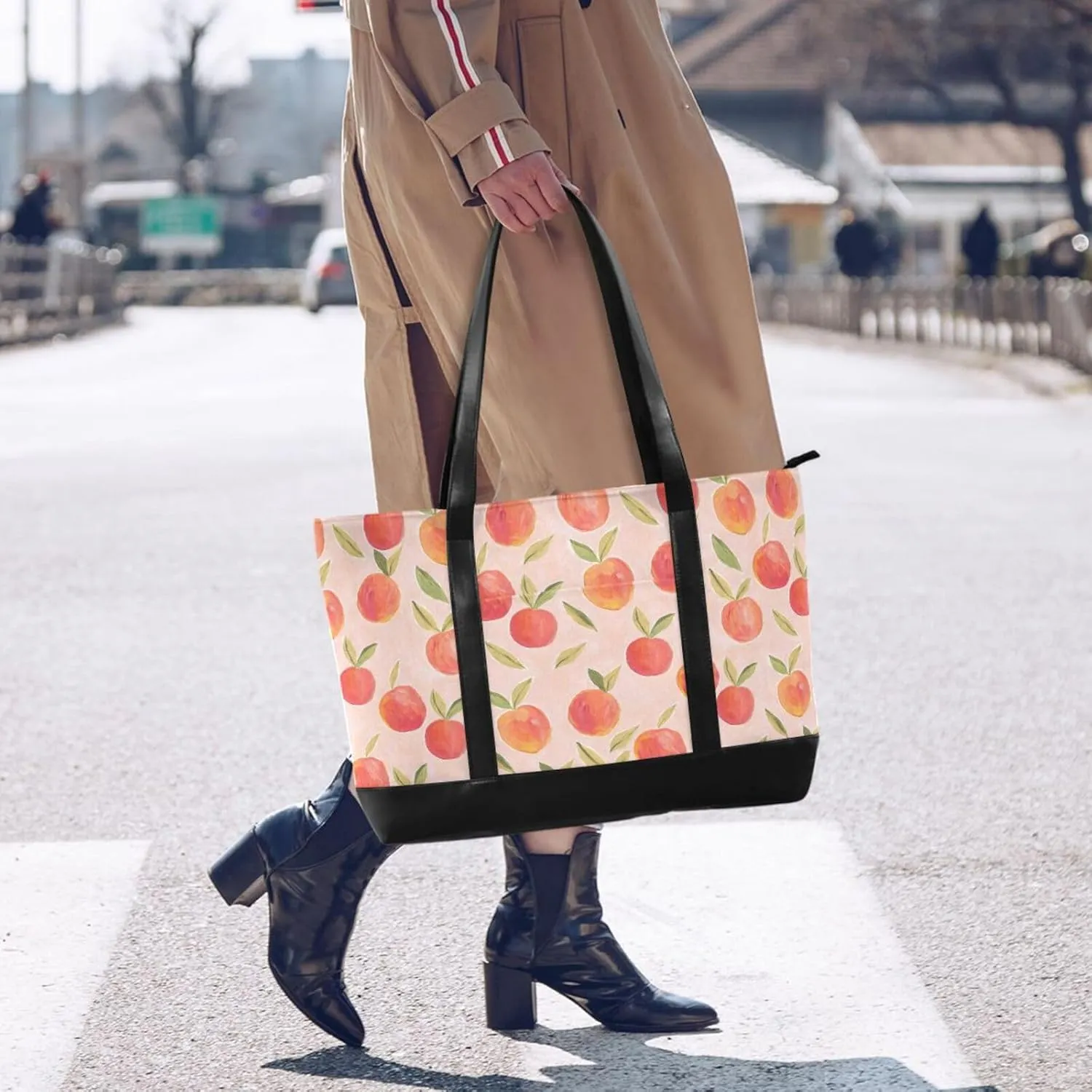 Blueberry Fruit Laptop Tote Bag for Women - Canvas Teacher Work Travel Bag with Zipper