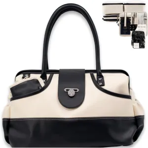 BORSALI Weekender Duffel Bag for Women with Packing Cubes, Travel Wallet, Shoe Covers, Crossbody Strap, Vegan Leather (Cream Duffel)