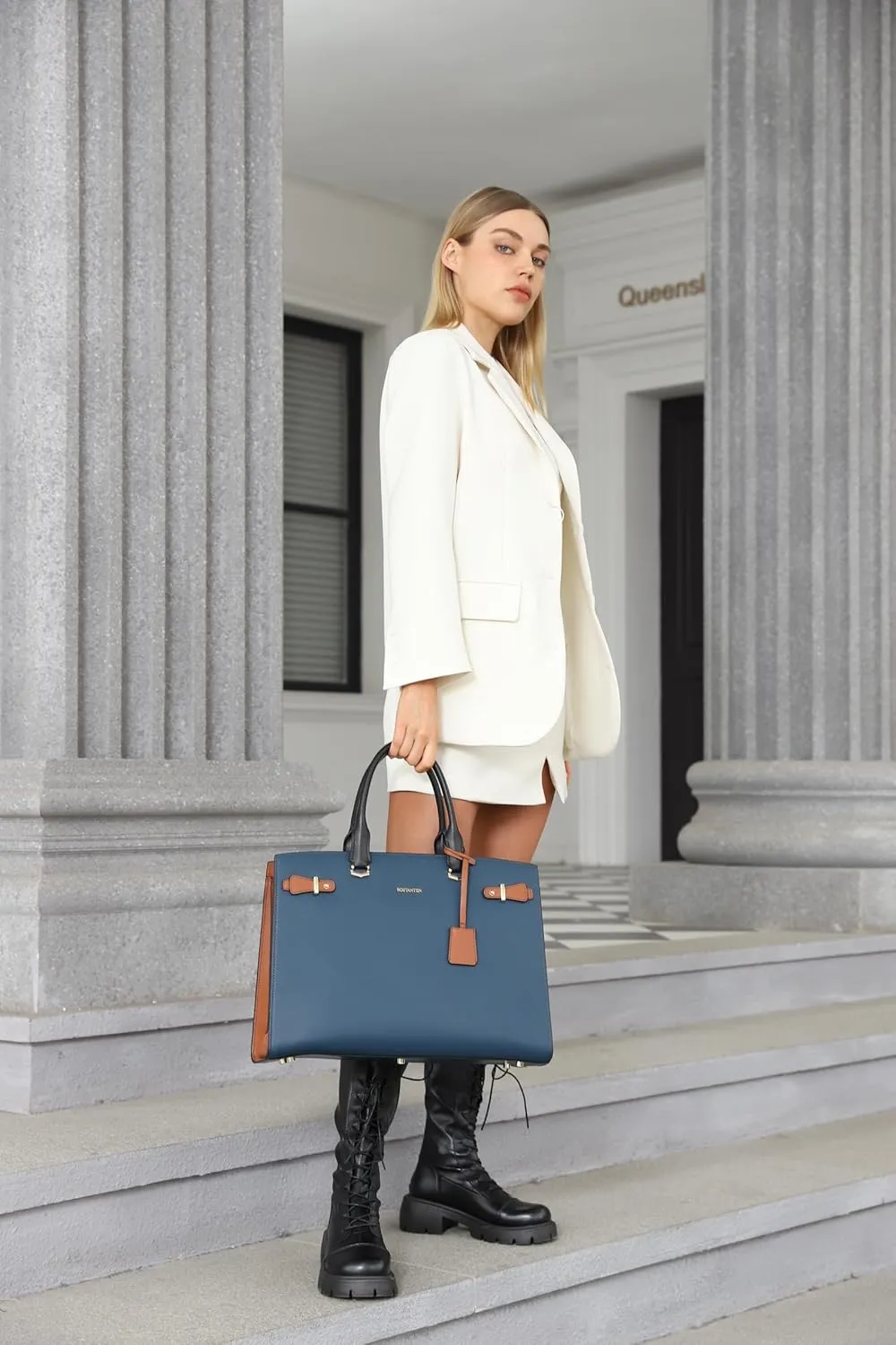 BOSTANTEN Briefcase for Women 15.6 Inch Genuine Leather Laptop Briefcase Shoulder Work Tote Bag Purse