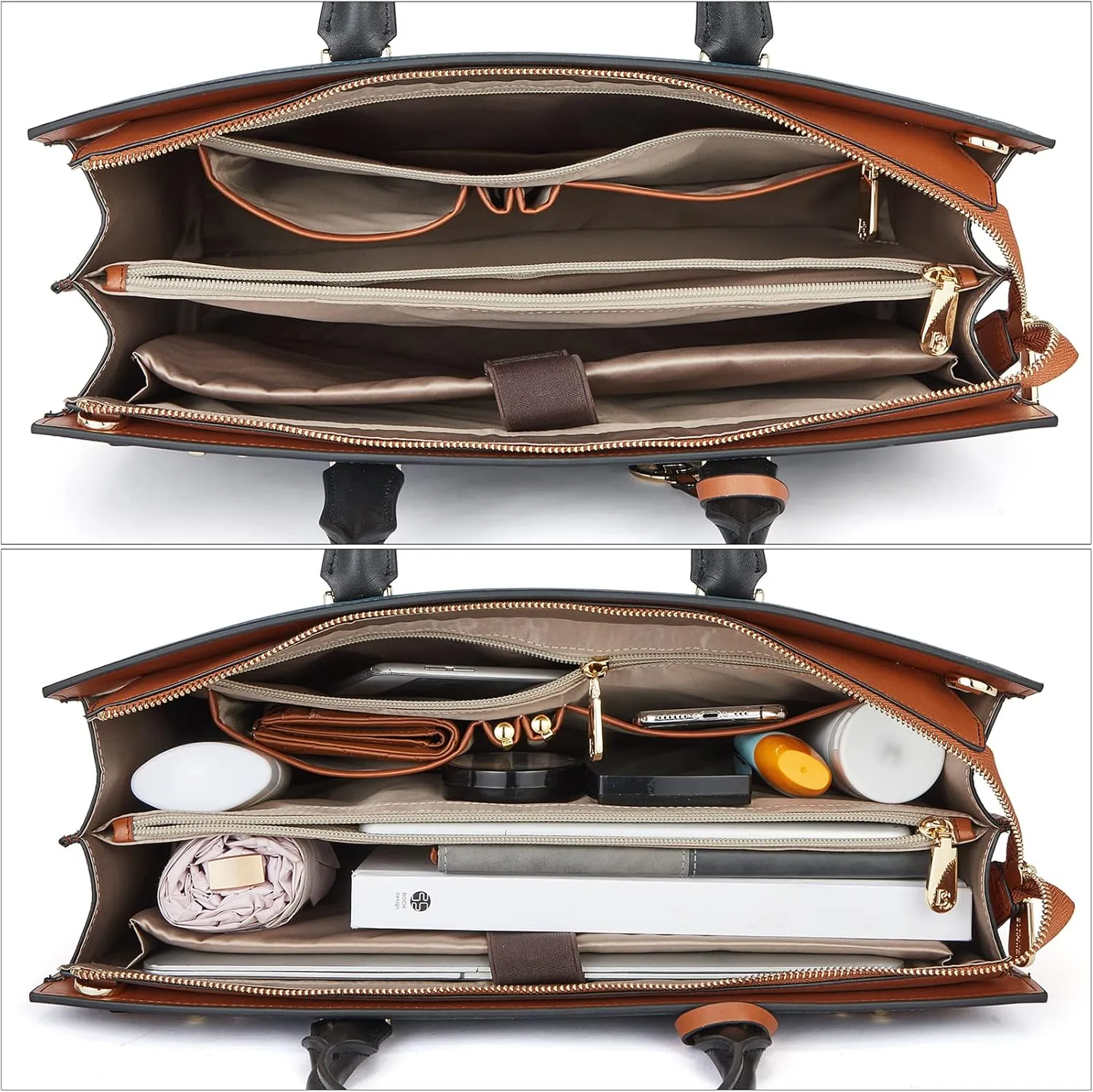 BOSTANTEN Briefcase for Women 15.6 Inch Genuine Leather Laptop Briefcase Shoulder Work Tote Bag Purse