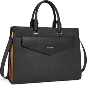 BOSTANTEN Briefcase for Women Laptop Tote 15.6 Inch Genuine Leather Handbag Work Bag Beige