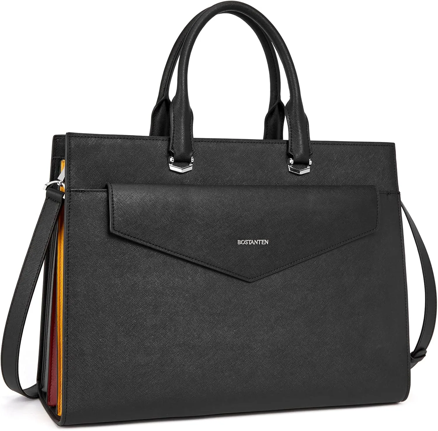 BOSTANTEN Briefcase for Women Laptop Tote 15.6 Inch Genuine Leather Handbag Work Bag Beige