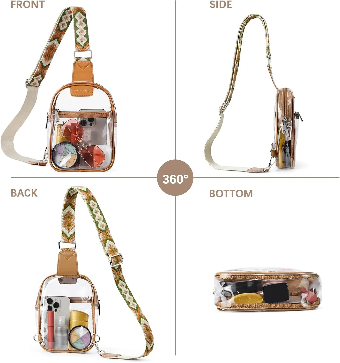 BOSTANTEN Small Sling Bag for Women Leather Crossbody Bags Fanny Pack Chest Bag for Travel