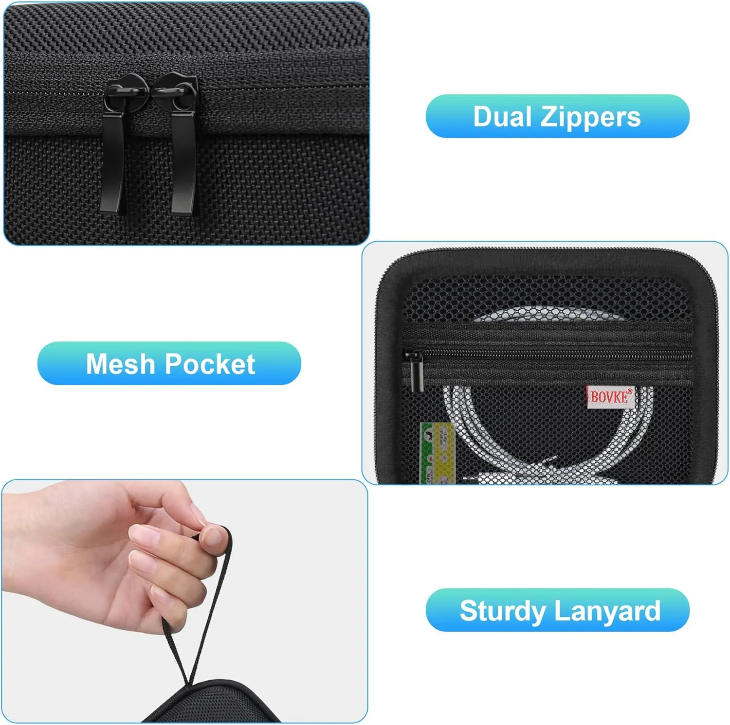 BOVKE Microscope Case Compatible with Microscope for Kids, 1000X Handheld Kids Microscope, Portable Mini Microscope for Kids Travel Case with Mesh Pocket for Date Cables and Sample Slides, Black