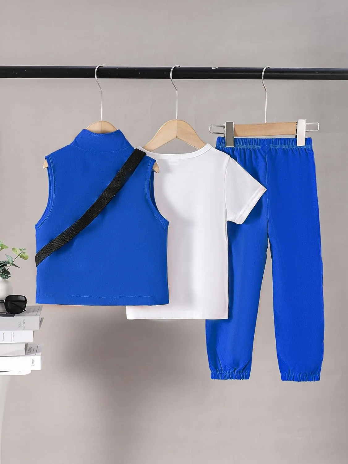 Boys Clothes Kids Boy's Summer Outfits Short Sleeve T shirt Top Pants Vest Crossbody Bag 4 Piece Casual Outfit