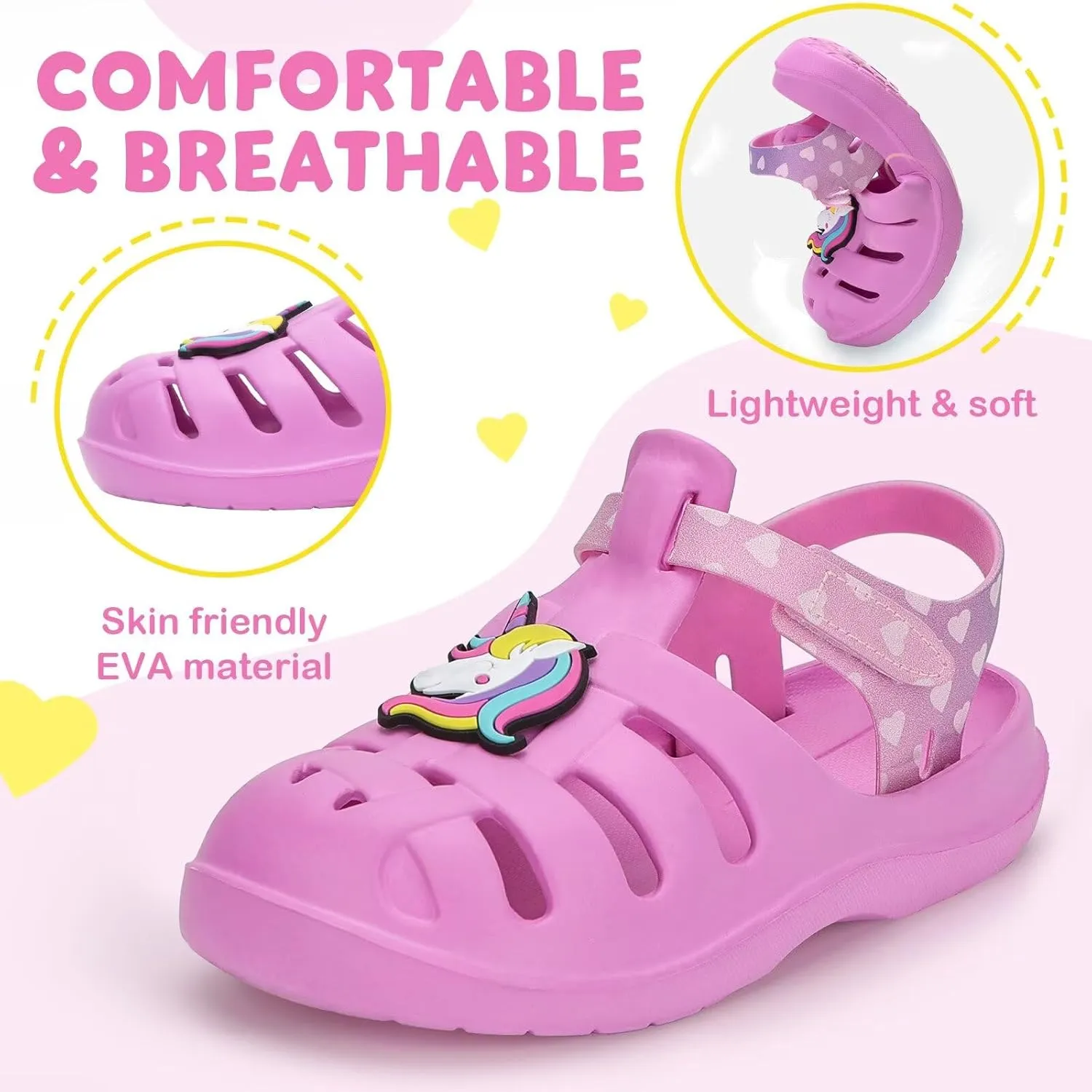 Boys Girls Sandals Toddler Lightweight EVA Water Shoes Kids Closed Toe Fisherman Sandals Summer Beach Sports Shoes Outdoor