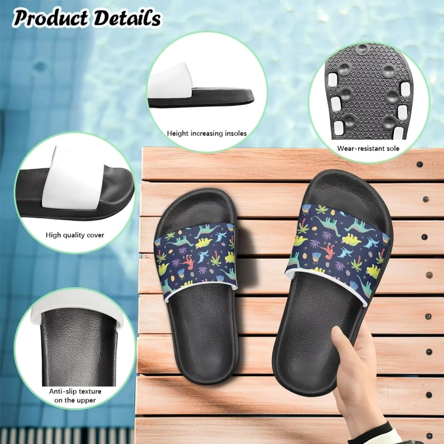 Boys Slides Non-slip Toddler Boys Cute Shower Slippers Toddler Flip Flops Beach Pool Sandals Play Family Gatherings Outdoor