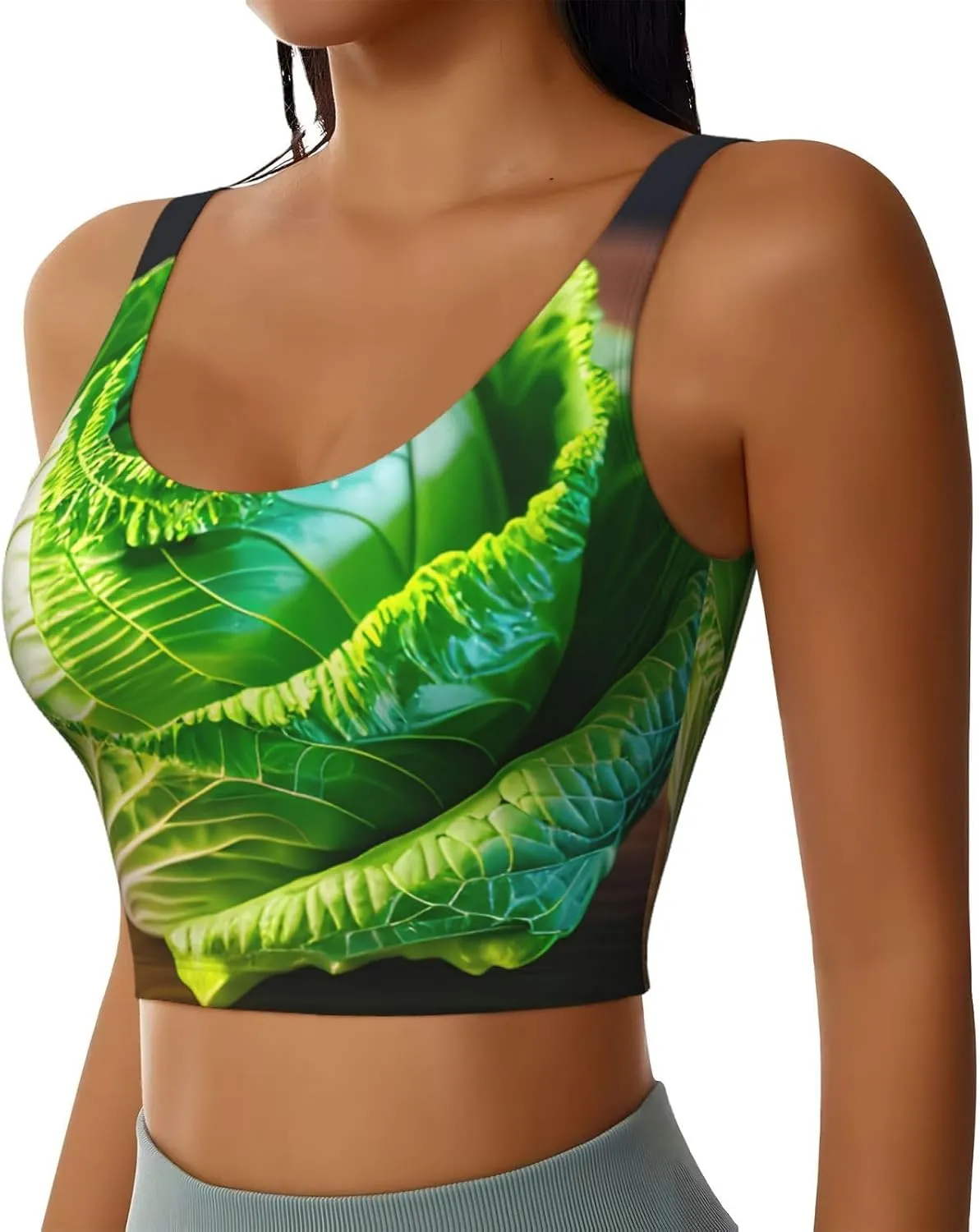 Bright Cabbage Print Women Functional Sports Vest Yoga Vest, Workout Vest for Women Lightweight Trendy