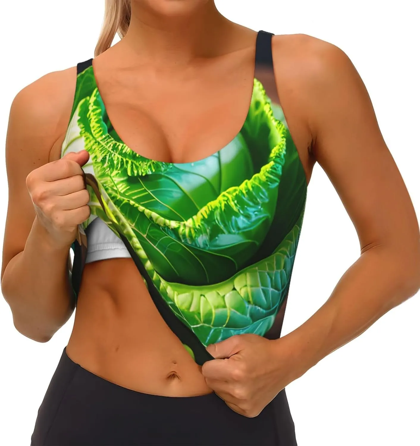 Bright Cabbage Print Women Functional Sports Vest Yoga Vest, Workout Vest for Women Lightweight Trendy