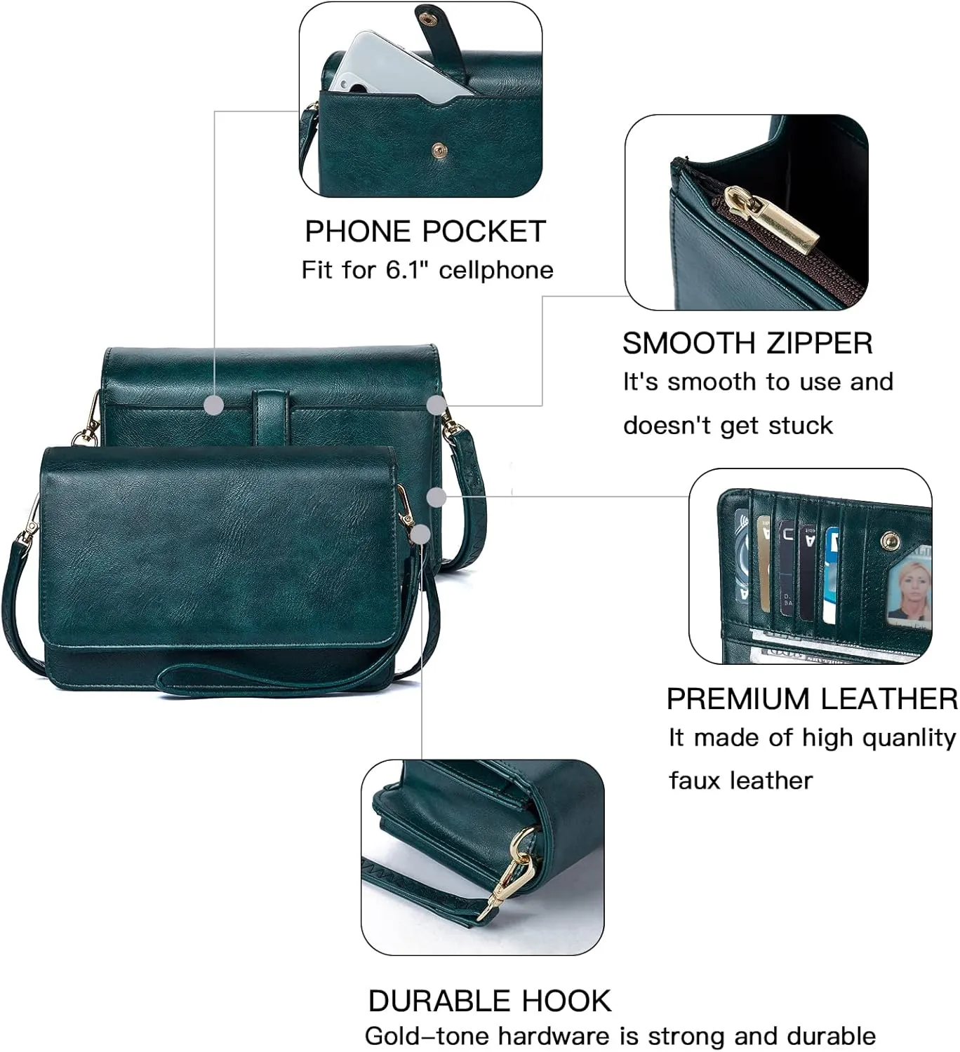 BROMEN Crossbody Bags for Women Small Cell Phone Shoulder Bag Wristlet Wallet Clutch Purse