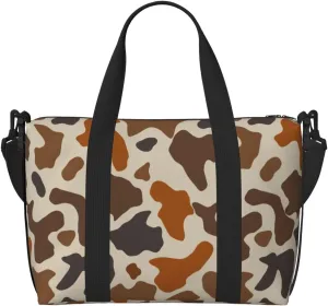 Brown Cow Prints Travel Duffel Bags for Women Men, Sports Training Gym Bag Dance Bag with Adjustable Shoulder Strap Weekender Overnight Bag