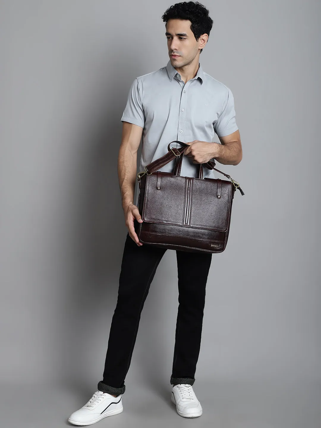 Brown Leather Flap Laptop Bags FL12126