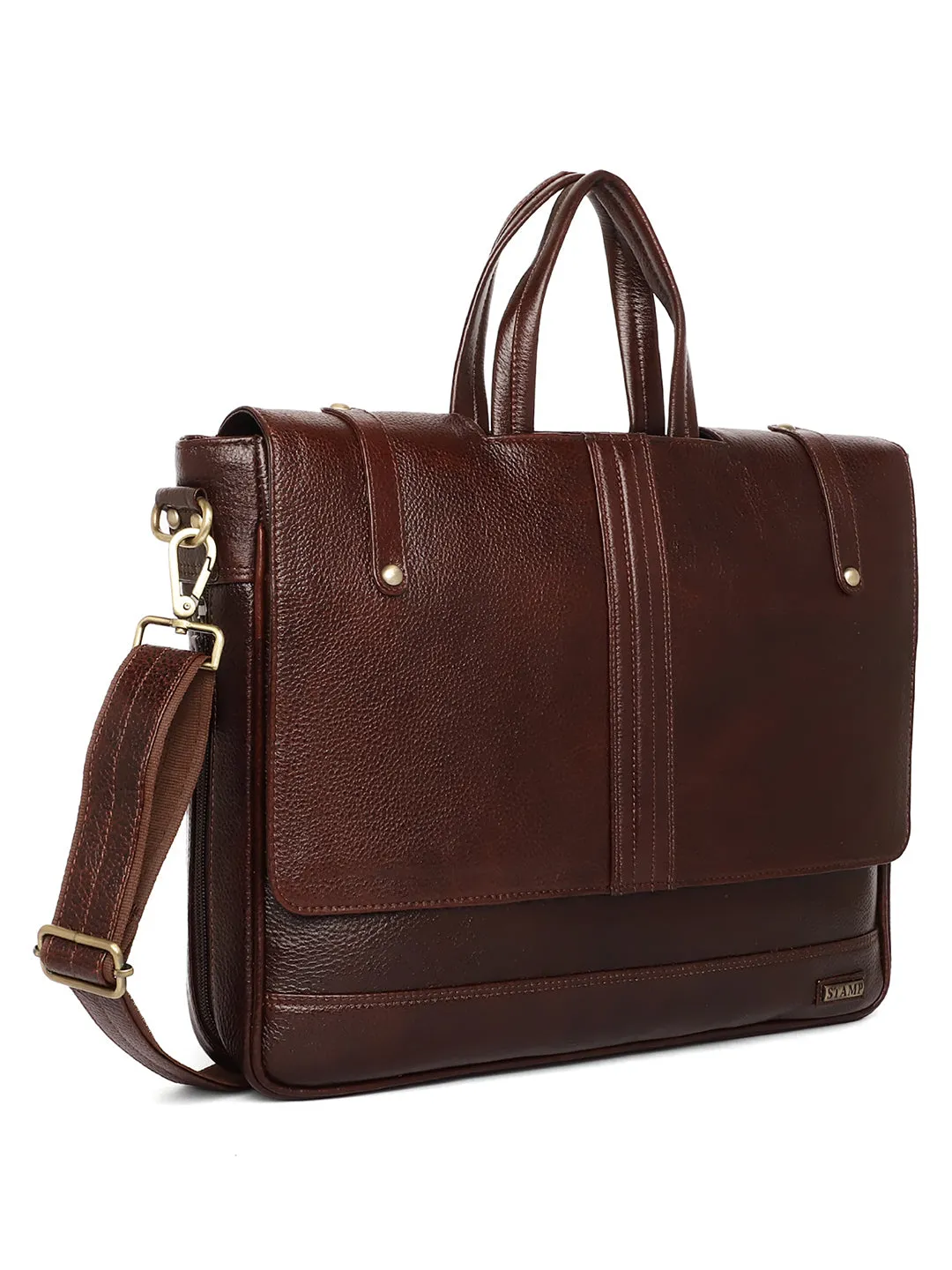 Brown Leather Flap Laptop Bags FL12126