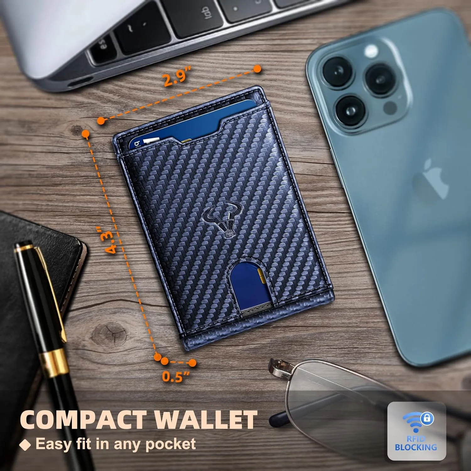 BULLIANT Men Wallet, Slim Leather Wallet Money Clip for Gift Men 3"X4.3" RFID Blocking 11 Cards