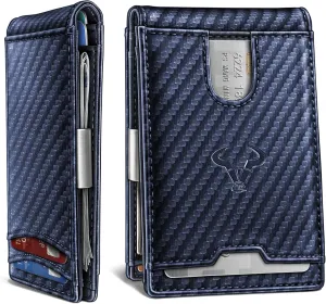 BULLIANT Men Wallet, Slim Leather Wallet Money Clip for Gift Men 3"X4.3" RFID Blocking 11 Cards